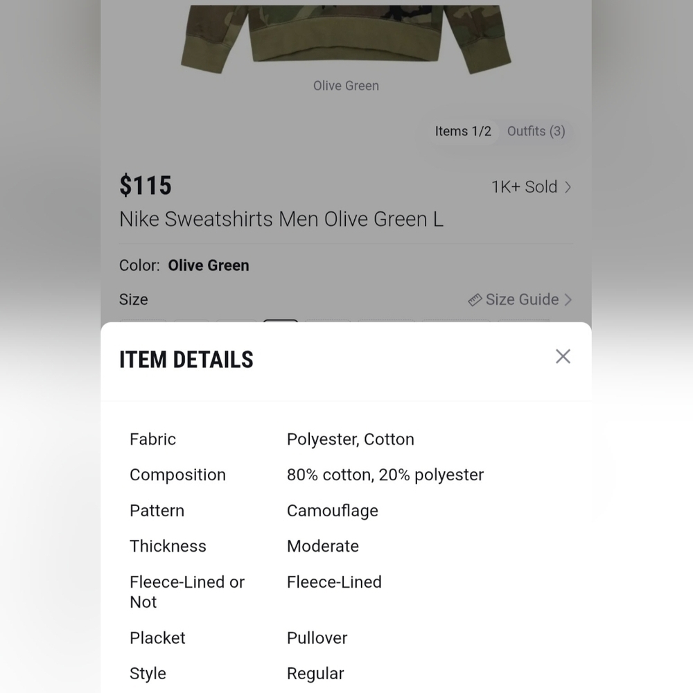 Nike SB Icon Men's Camo Olive Green Skate Crewneck. Size Small - Picture 14 of 14